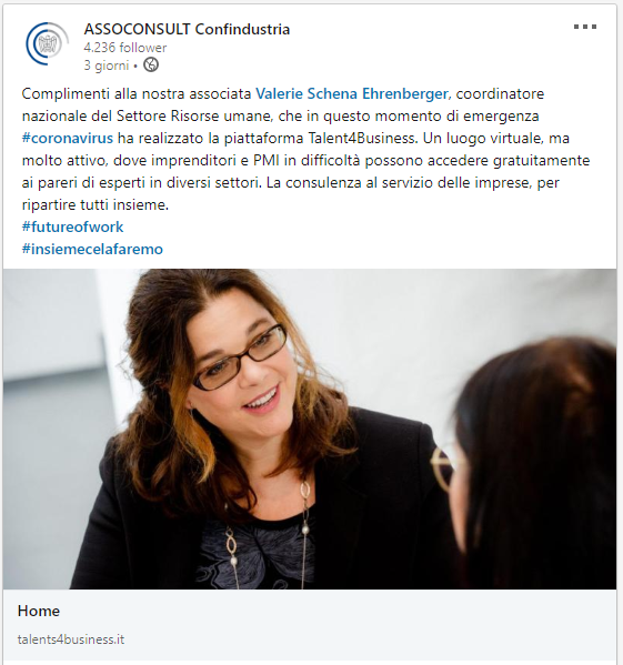<strong>Confindustria ASSOCONSULT – </strong>Linkedin 7 aprile 2020